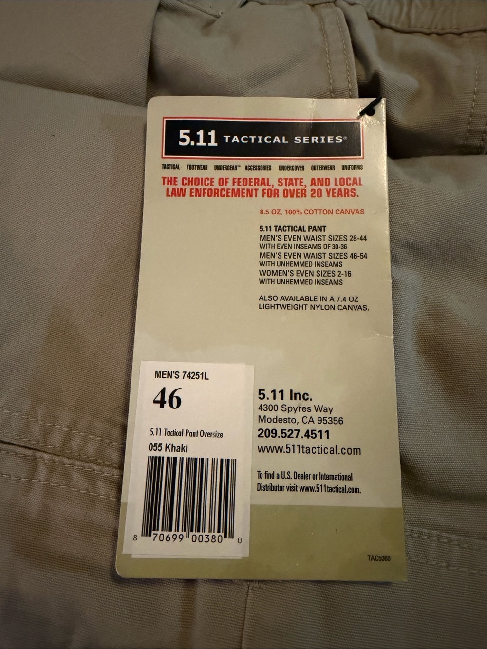 5.11 Tactical Khaki Cargo Pants